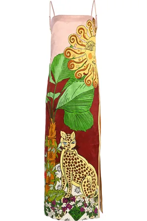 ALÉMAIS Tiger Help-Silk Slip Dress, , AU 16
