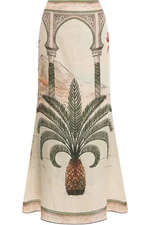 JOHANNA ORTIZ Muralla Del Sol Printed Linen Midi Skirt, , US 8