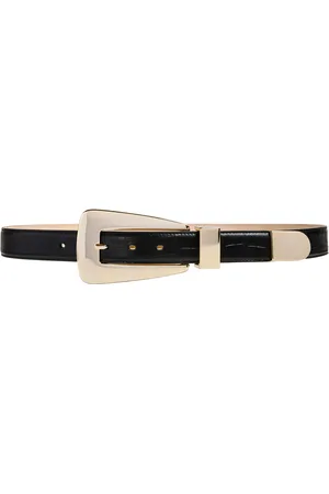 Khaite Lucca Croc-Effect Leather Belt, , 70 cm