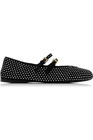 Prada Crystal-Embellished Suede Ballet Flats, , IT 36