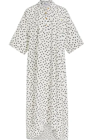 FRANCOISE Exclusive Constance Polka-Dot Silk Shirt Dress, /white, FR 36