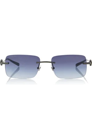 Gucci Horsebit Square-Frame Metal Sunglasses, , OS