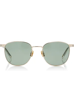 Saint Laurent Round-Frame Metal Sunglasses, , OS