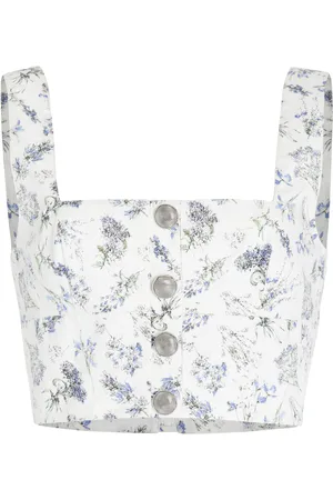 ADAM LIPPES Quinn Printed Cotton Poplin Crop Top, , US 2