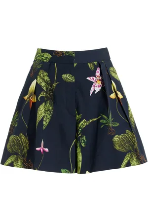 Oscar de la Renta High-Waisted Cotton Poplin Shorts, , US 2