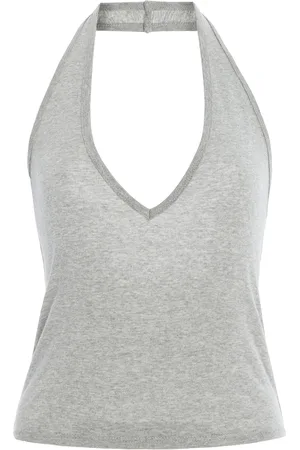 NILI LOTAN Britt Cropped Cotton Halter Tank Top, , L