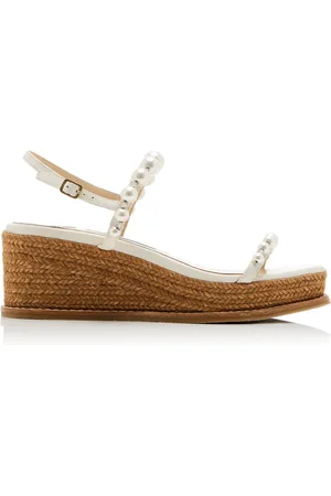 Jimmy Choo Amatuus Pearl-Embellished Leather Wedge Sandals, , IT 36