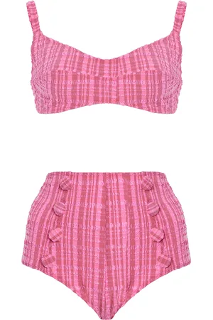 Lisa Marie Fernandez Seersucker Balconette High-Waist Bikini, , XS