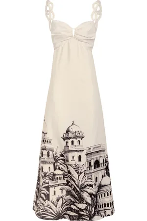 Andres Otalora Pyaar Printed Cotton Poplin Maxi Dress, /white, US 8