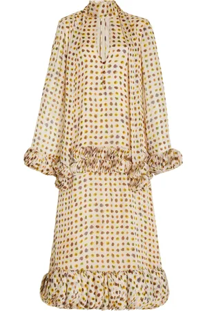 ALEXIS Hilana Ruffled Polka-Dot Crepe Midi Dress, , XS