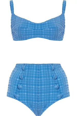 Lisa Marie Fernandez Seersucker Balconette High-Waist Bikini, , XS