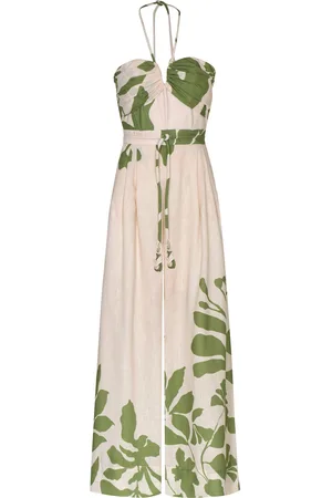Andres Otalora Alma De Mujer Tie-Detailed Linen-Blend Jumpsuit, , US 2