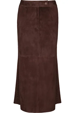 JOHANNA ORTIZ El Buque Embroidered Suede Midi Skirt, , US 2
