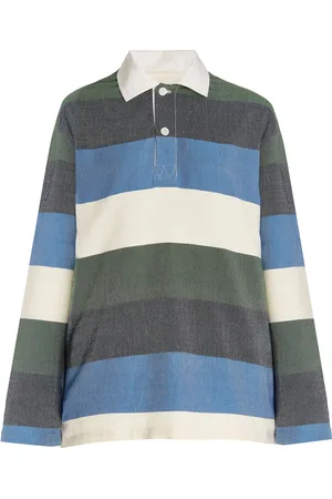 Marrakshi Life Exclusive Oversized Striped Cotton Rugby Shirt, , XS