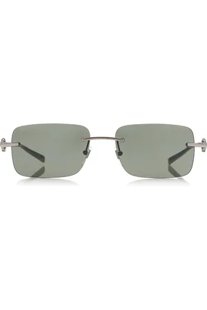 Gucci Rectangular-Frame Metal Sunglasses, , OS