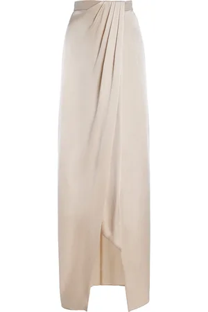 LAPOINTE Wrap-Effect Satin Maxi Skirt, , US 4