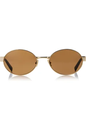 Saint Laurent Round-Frame Metal Sunglasses, , OS