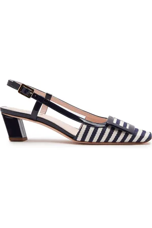 Roger Vivier Belle Vivier Leather-Trim Slingback Pumps, , IT 36