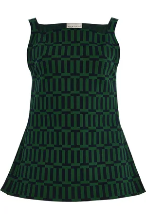 High Asher Cotton-Blend Geo-Jacquard Apron Top, , XS