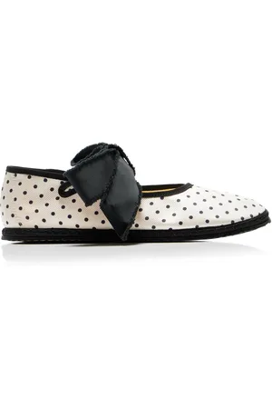 VIBI VENEZIA Exclusive Riviera Convertible Bow Polka-Dot Silk Mary Jane Flats, /white, IT 36