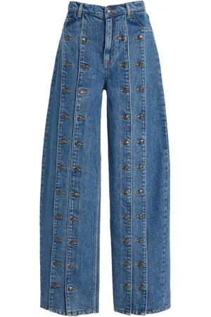 ROTATE Buttoned Rigid Mid-Rise Wide-Leg Jeans, , 25