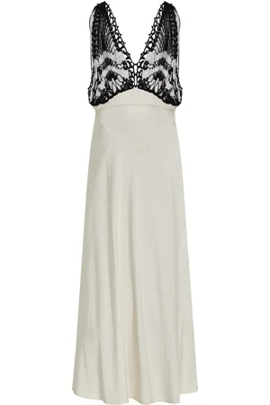 Diotima Pavona Crochet-Trimmed Crepe Maxi Dress, /white, 1