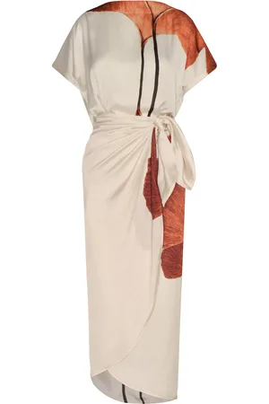 Andres Otalora Rayana Wrap-Effect Satin Midi Dress, , XS