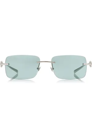 Gucci Rectangular-Frame Metal Sunglasses, , OS