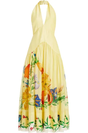 ALÉMAIS Dahlia Linen-Blend Halter Gown, , AU 10