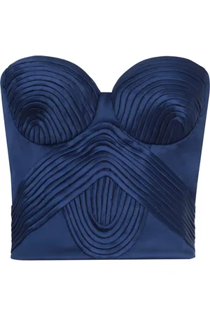 Andres Otalora Hasta El Cielo Pleated Satin Corset Top, , US 4
