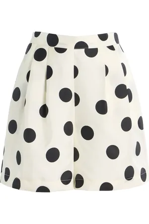 ASCENO Exclusive Riviera Dallas Polka-Dot Silk-Twill Shorts, /white, S