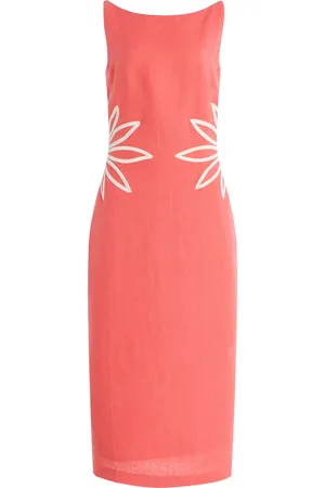 Andres Otalora Exclusive Kamar Embroidered-Linen Midi Dress, , US 0
