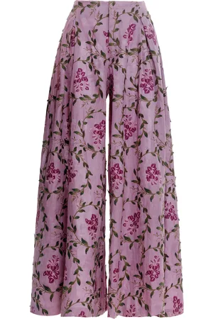 Agua by Agua Bendita Marea Floral Linen Wide-Leg Pants, , M