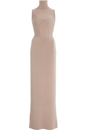 Nensi Dojaka Corseted Roll-Neck Knit Maxi Dress, , L