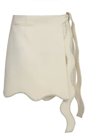 Mach & Mach Wavy Crystal-Trimmed Wool Mini Skirt, , FR 34