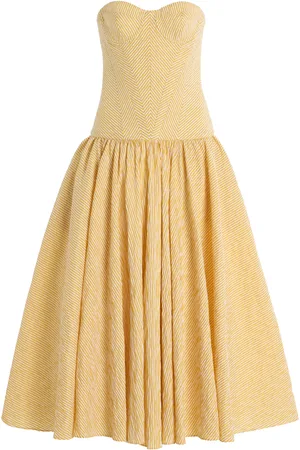 ALEXIS Summers Striped Corseted Midi Dress, , S