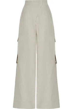 Andres Otalora Mi Memoria Wide-Leg Linen Cargo Pants, , US 10