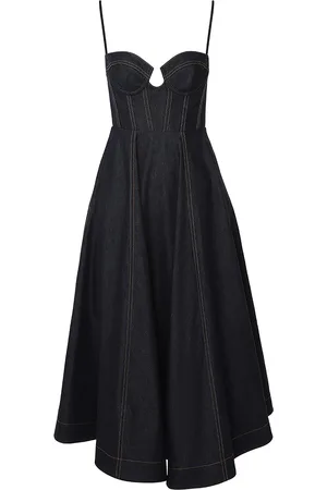 ZIMMERMANN Crush Denim Corset Midi Dress, , 1
