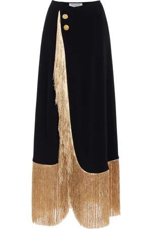 FRANCOISE Exclusive Farrah Fringed Crepe Maxi Wrap Skirt, , FR 34