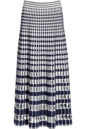 Simkhai Larken Gingham-Knit Midi Skirt, , XS