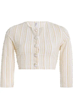 Lisa Marie Fernandez Striped Seersucker Cardigan, , XS