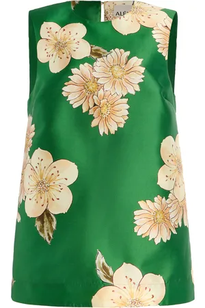 ALÉMAIS Sage Printed Satin Top, , AU 10