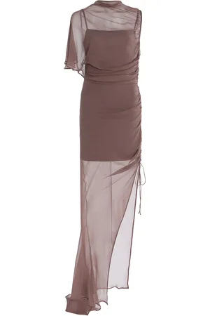 De La Vali Asymmetric Silk-Chiffon Maxi Dress, , UK 14