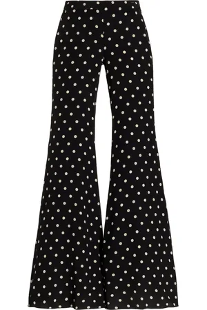 FRANCOISE Exclusive Catherine Polka-Dot Deadstock-Silk Flared Pants, /white, FR 34