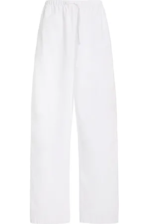 The Row Hubert Drawstring Cotton Poplin Wide-Leg Pants, , L