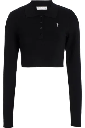 The Frankie Shop Giselle Cropped Knit Polo Shirt, , XS
