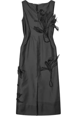 Mark Kenly Domino Tan Dove Atelier Silk-Wool Twill Midi Dress, , FR 38
