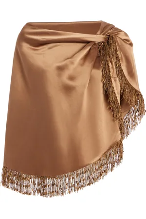 By Malene Birger Pinlo Fringed Satin Cape Top, , OS