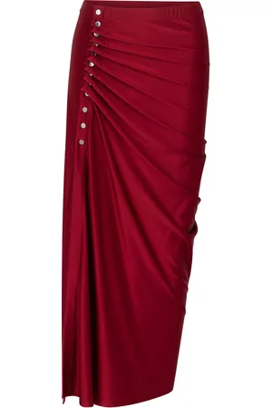 Paco rabanne Ruched Satin Jersey Midi Skirt, , FR 38