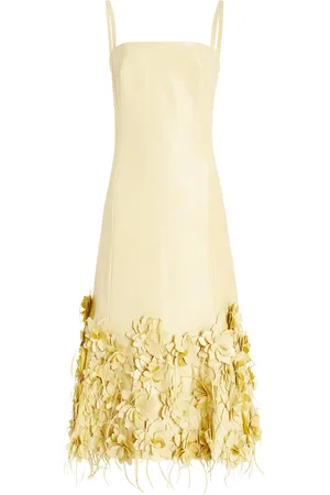 Simkhai Loulou Floral-Appliquéd Vegan Leather Midi Dress, , US 4
